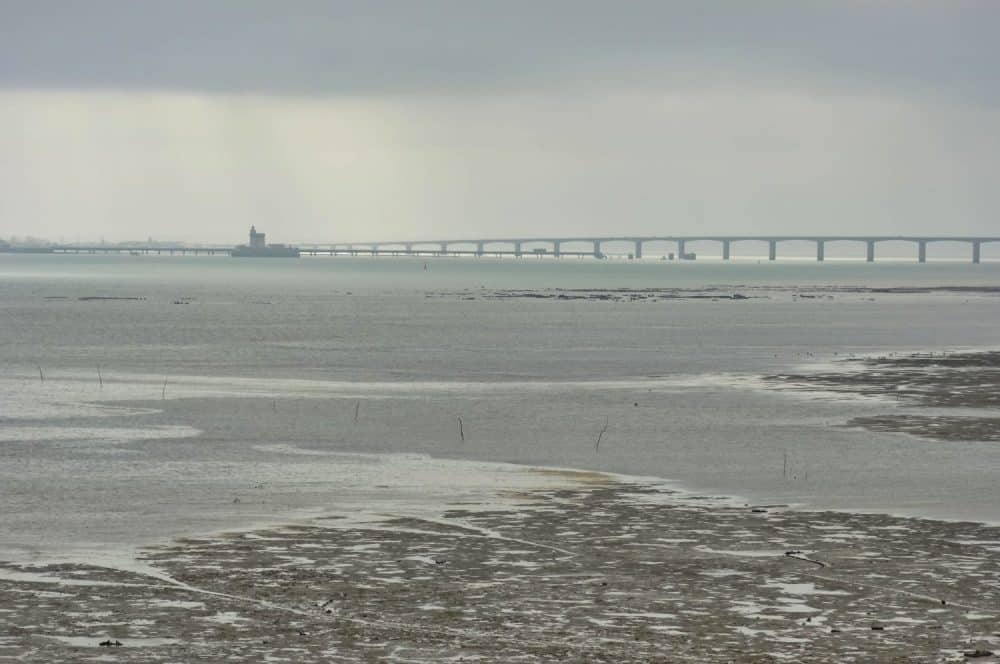 Ile d oleron, looking back towards the bridge from the mainland, France