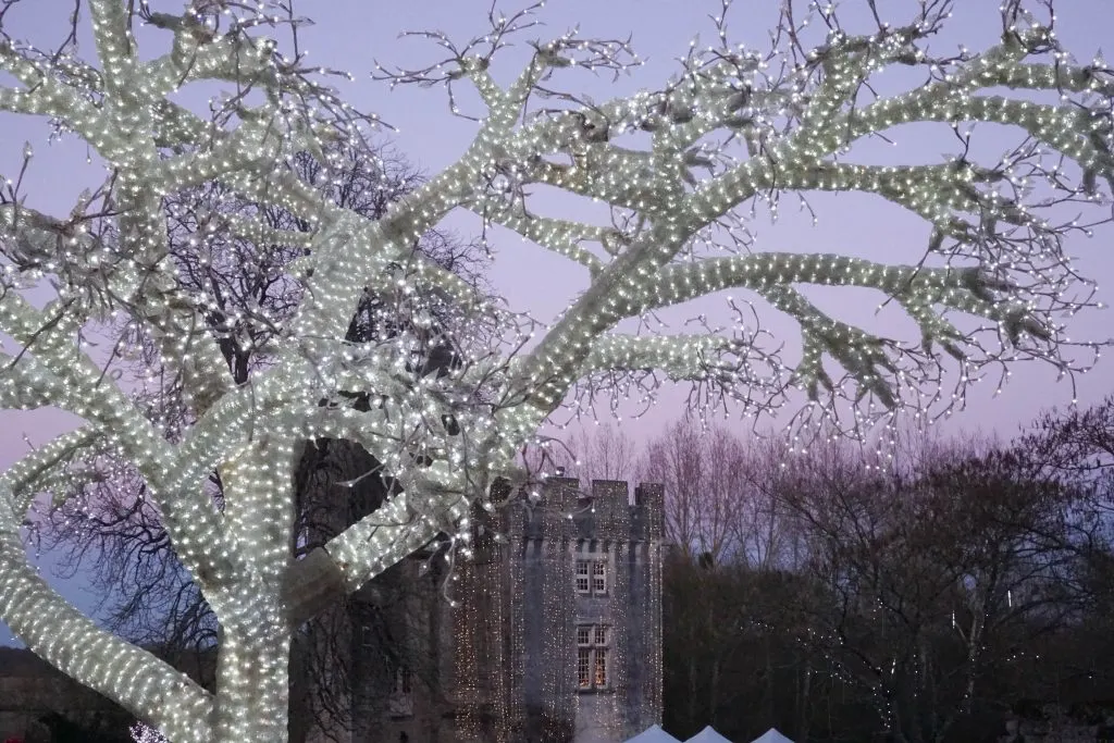 Christmas lights at Chateau de Crazannes