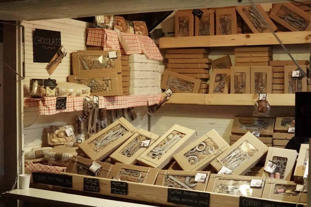 Stalls at the Nantes Christmas Market, France