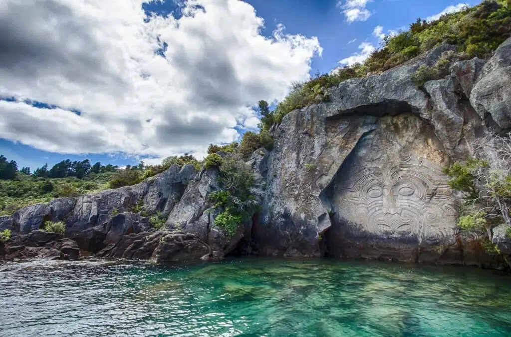 Mine Bay Rock Carvings on Lake Taupo, New Zealand
