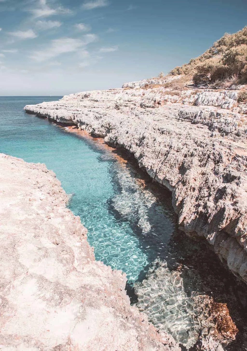 Clear blue water at beach in Mallorca, Spain.