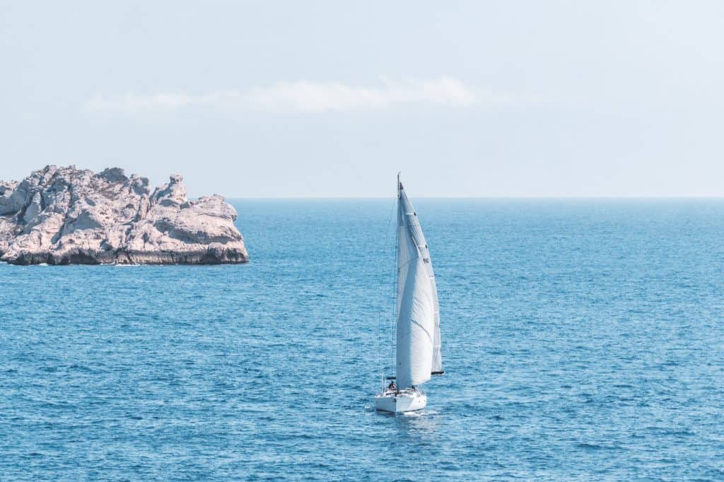 Sailing ship near Les Goudes, Marseille, France