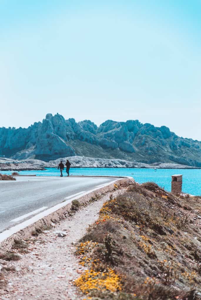 The Road to Les Goudes is interrupted by natural swimming inlets and stunning views.