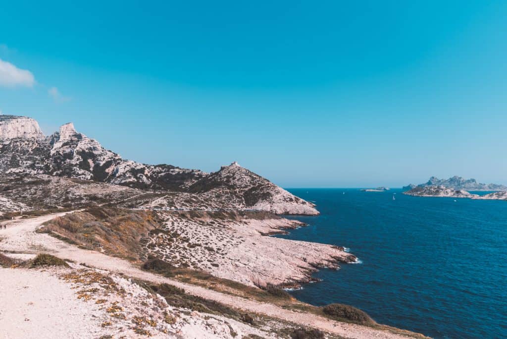 The road to Calanque de Callelongue, near Marseille, France