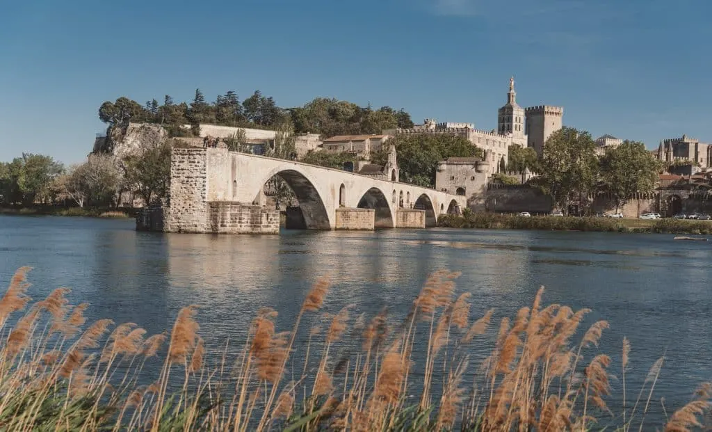 The view of Pont d'Avignon, from the île de la Barthelasse, France