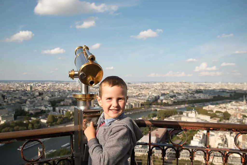 Climbing the eiffel tower in Paris with kids