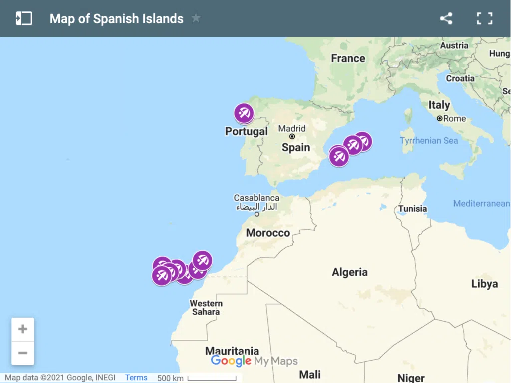 Map of Islands in Spain