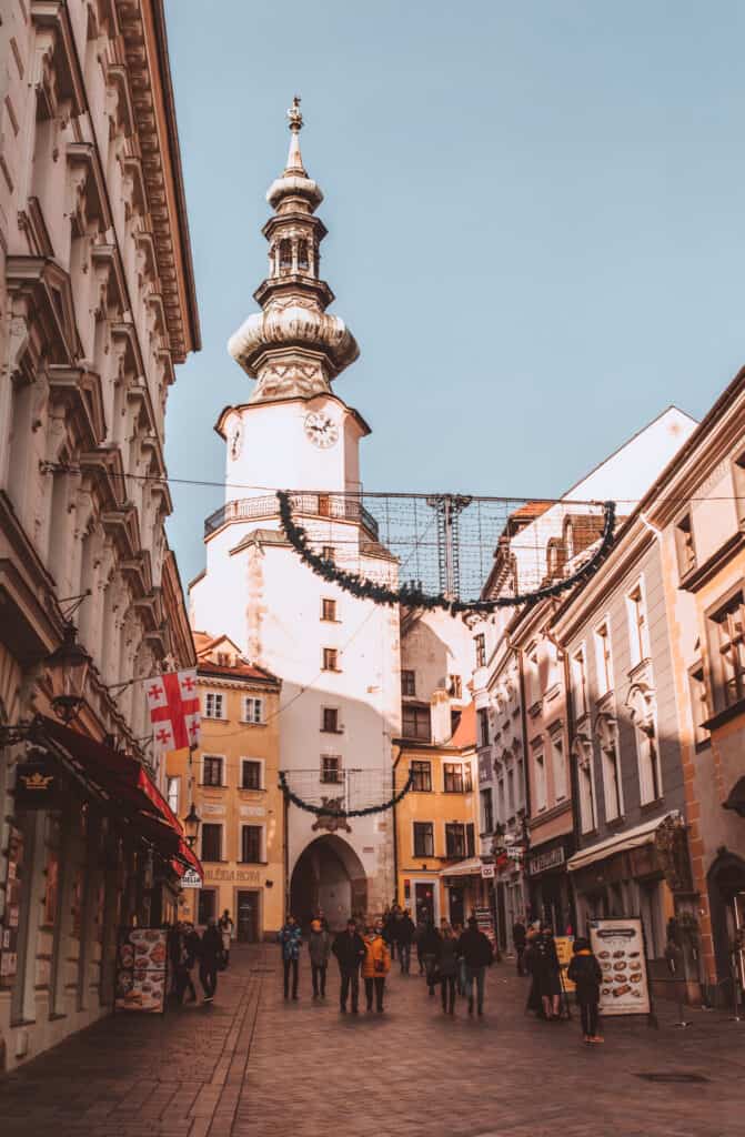 St Micheal's Gate is a key thing to see when spending one day in Bratislava