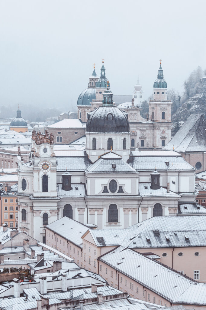 Salzburg cathedral in the snow