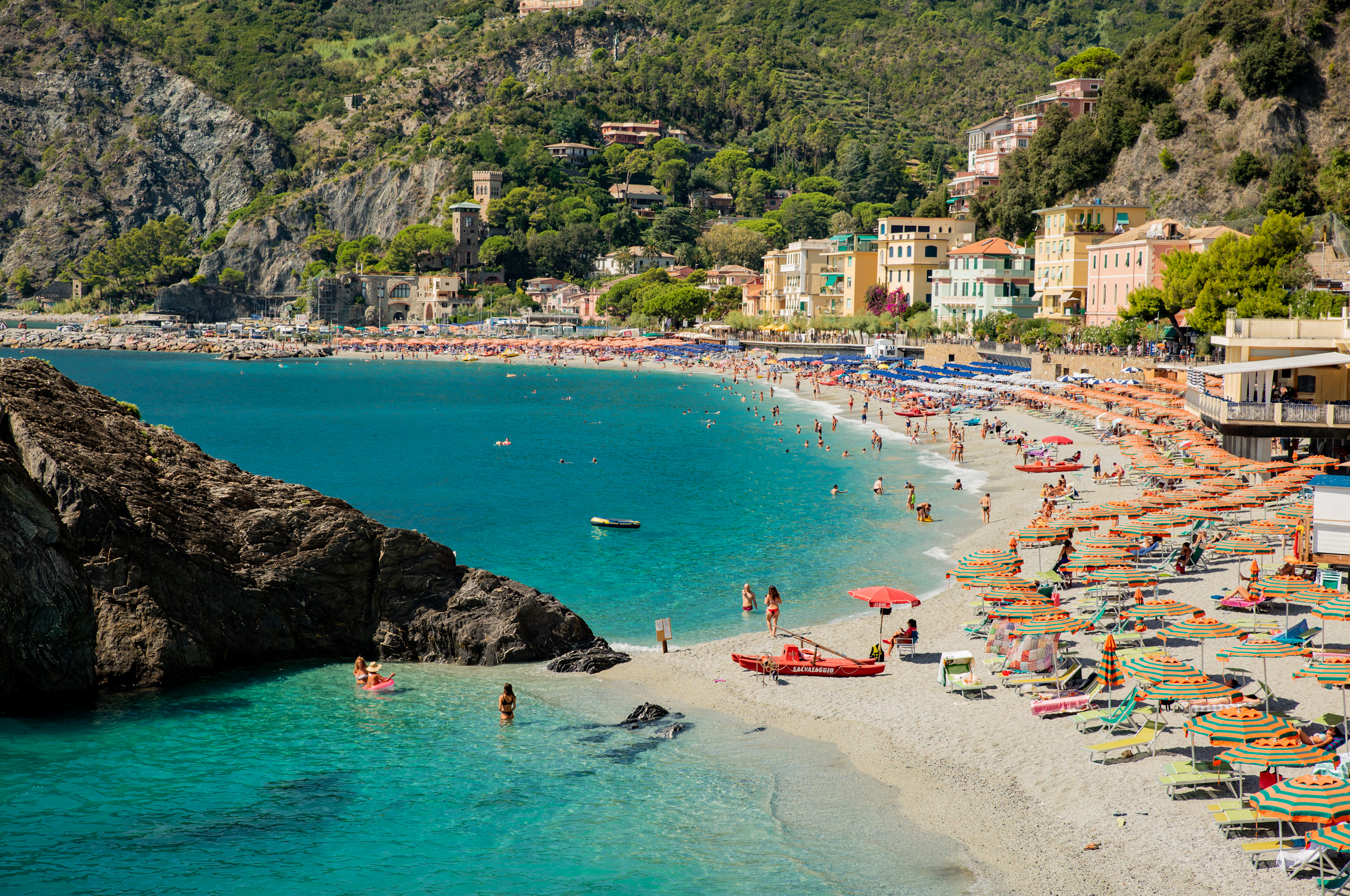 Breathtaking view on Mediterranean sea beach on Liguria region in